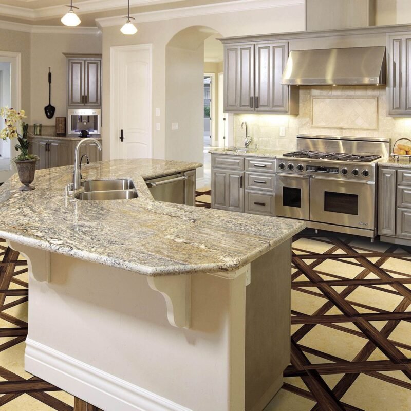 Parquet inlays walnut marble